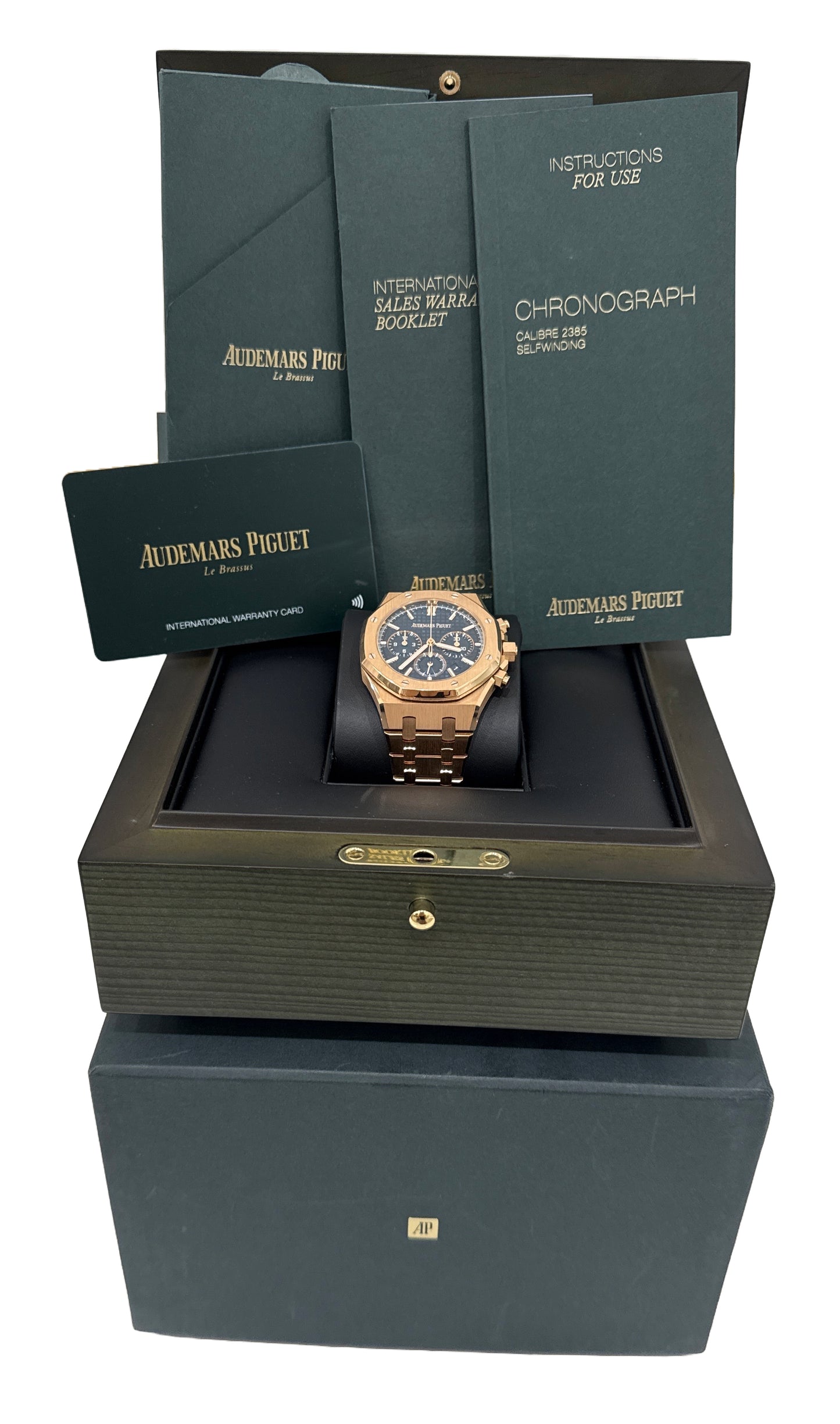PAPERS Audemars Piguet Royal Oak BLUE 38mm 18K Gold 26715OR.OO.1356OR.01 BOX