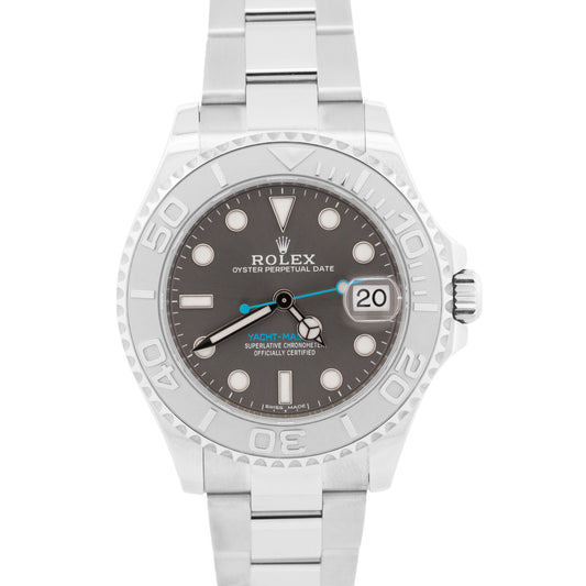 2017 PAPERS Rolex Yacht-Master RHODIUM Blue 37mm 950 Platinum Steel 268622 BOX