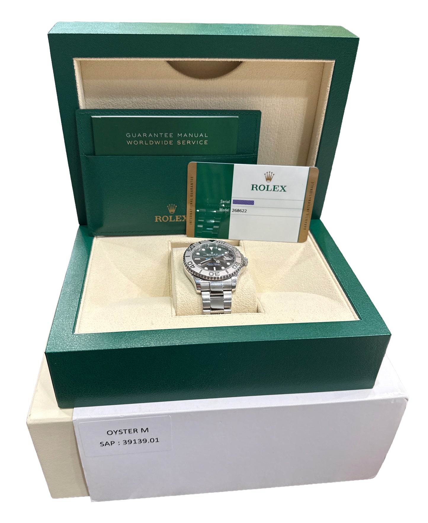 2017 PAPERS Rolex Yacht-Master RHODIUM Blue 37mm 950 Platinum Steel 268622 BOX