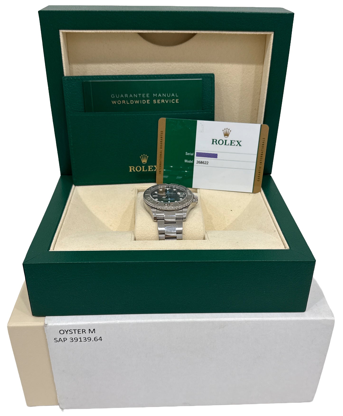PAPERS Rolex Yacht-Master RHODIUM Gray Blue 37mm Stainless Steel 268622 BOX