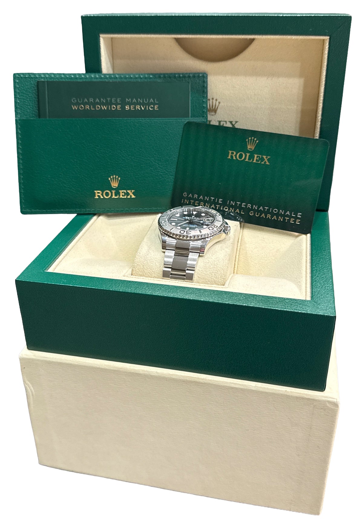 2022 Rolex Yacht-Master 268622 Rhodium 37mm Steel Grey Blue Watch Box Papers