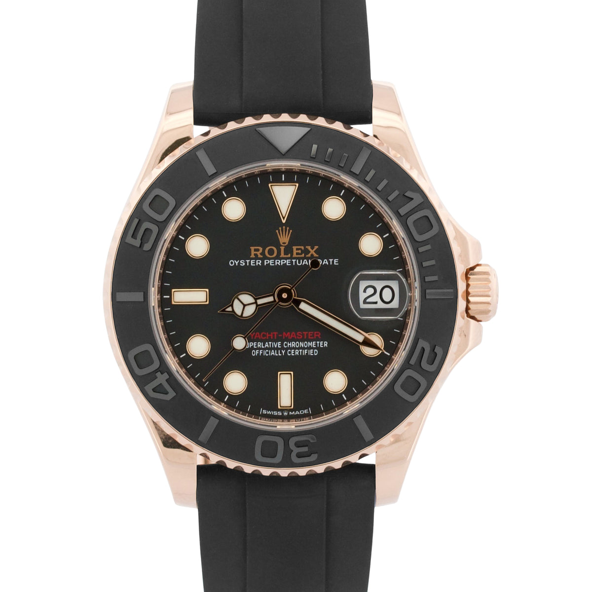 2022 Rolex Yacht-Master 268655 Black 18K Rose Gold Oysterflex 37mm Box Papers