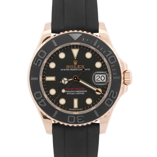 2022 Rolex Yacht-Master 268655 Black 18K Rose Gold Oysterflex 37mm Box Papers