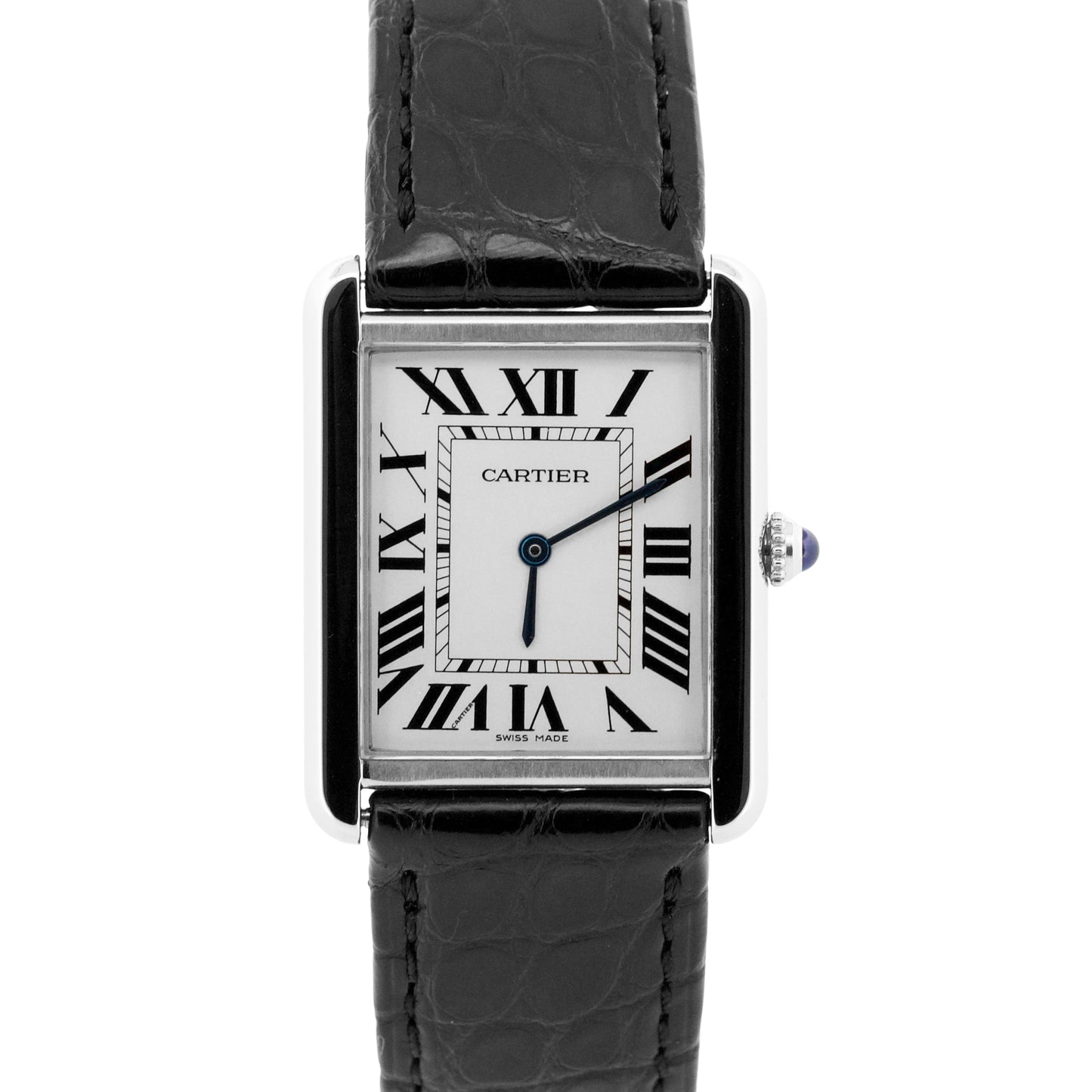 Cartier Tank Solo Stainless Steel SILVER Roman Leather 27mm Quartz 2715 W1018355