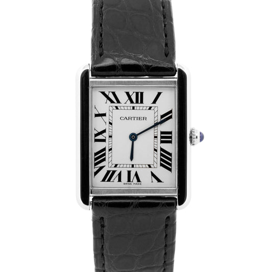 Cartier Tank Solo Stainless Steel SILVER Roman Leather 27mm Quartz 2715 W1018355