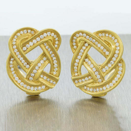 Tiffany & Co. Angela Cummings 1.50ctw Diamond Pretzel Earrings - 18k Yellow Gold
