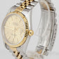 UNPOLISHED Rolex DateJust 36mm 18K Yellow Gold Champagne NO-HOLES Watch 16233