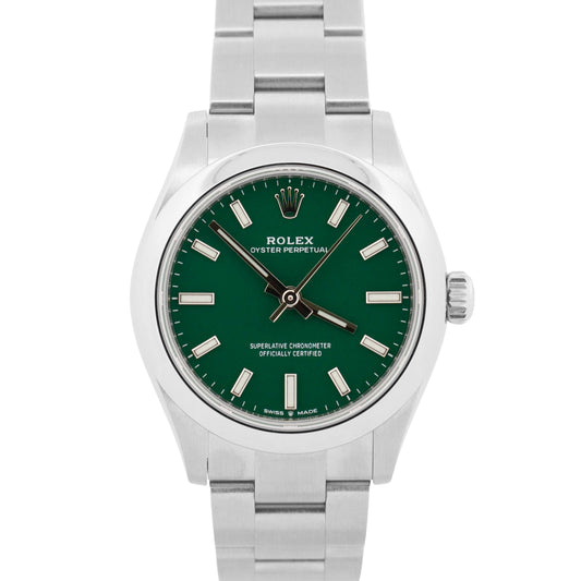 2023 PAPERS Rolex Oyster Perpetual GREEN Smooth Steel OYSTER 31mm 277200 BOX