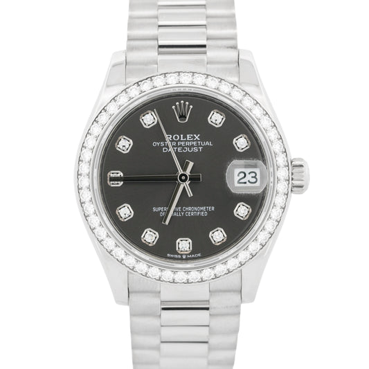 PAPERS Rolex DateJust President 31mm 18k FACTORY RHODIUM DIAMOND 278289RBR BOX