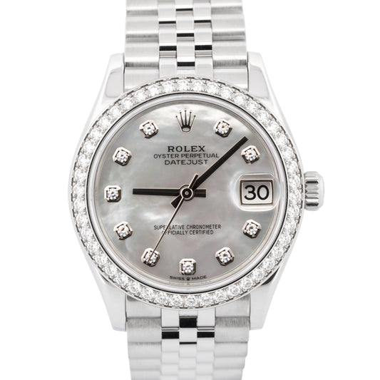 PAPERS Rolex DateJust 31mm FACTORY MOP DIAMOND 18K Steel JUBILEE 278384 RBR BOX