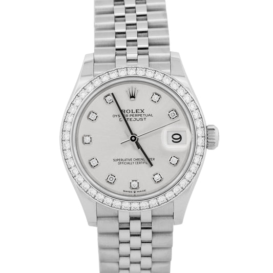 NEW 2026 PAPERS Rolex DateJust 31mm SILVER DIAMOND 18K JUBILEE 278384 RBR BOX