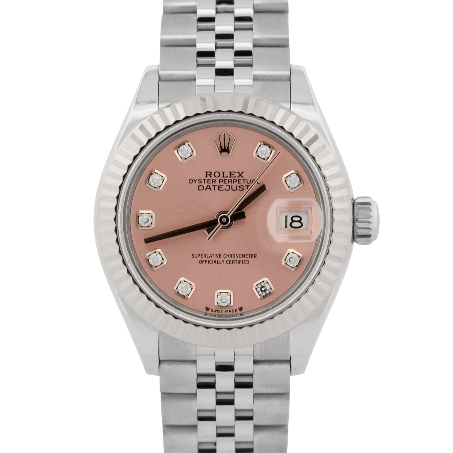 2021 Ladies Rolex DateJust 28mm PINK DIAMOND Steel 18K Gold JUBILEE 279174 BOX