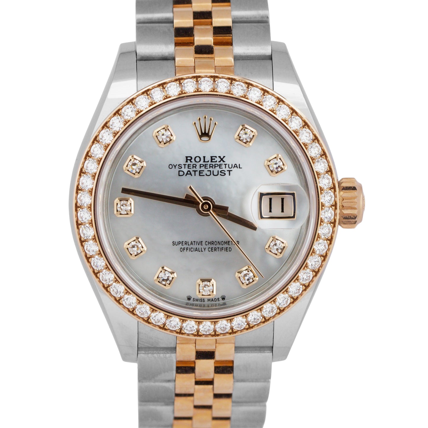 PAPERS Rolex DateJust MOP DIAMOND 28mm Steel JUBILEE 18K Rose Gold 279381RBR BOX