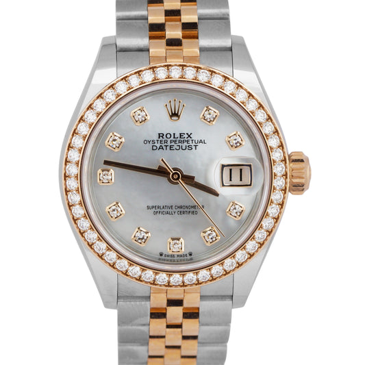 PAPERS Rolex DateJust MOP DIAMOND 28mm Steel JUBILEE 18K Rose Gold 279381RBR BOX