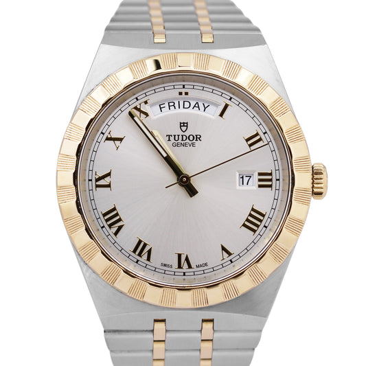 Tudor Royal Two-Tone SILVER ROMAN 18K Gold Steel 41mm Automatic Date 28603 Watch