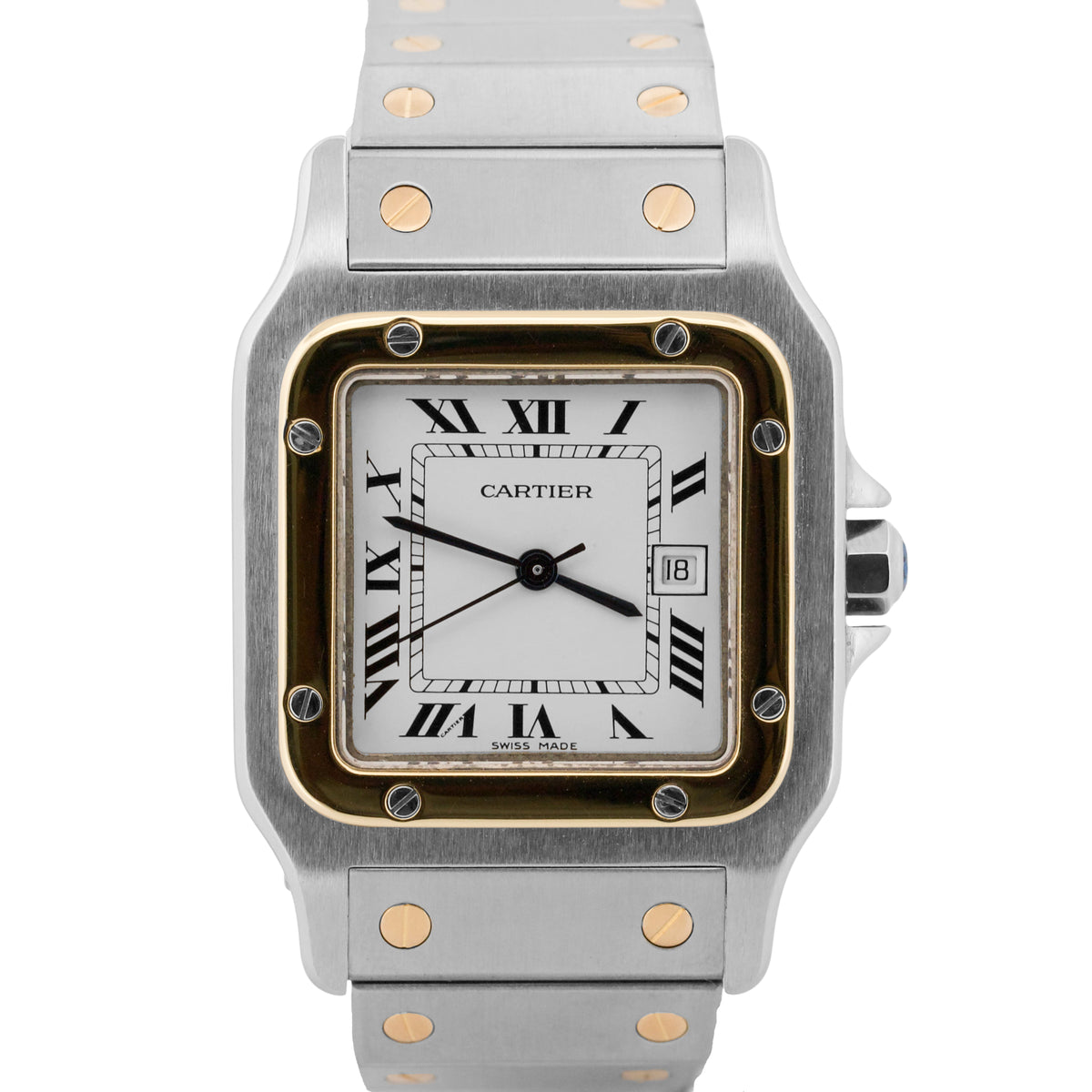 Cartier Santos Carree 2961 White Roman 18k Steel Automatic Two-Tone 29mm Box