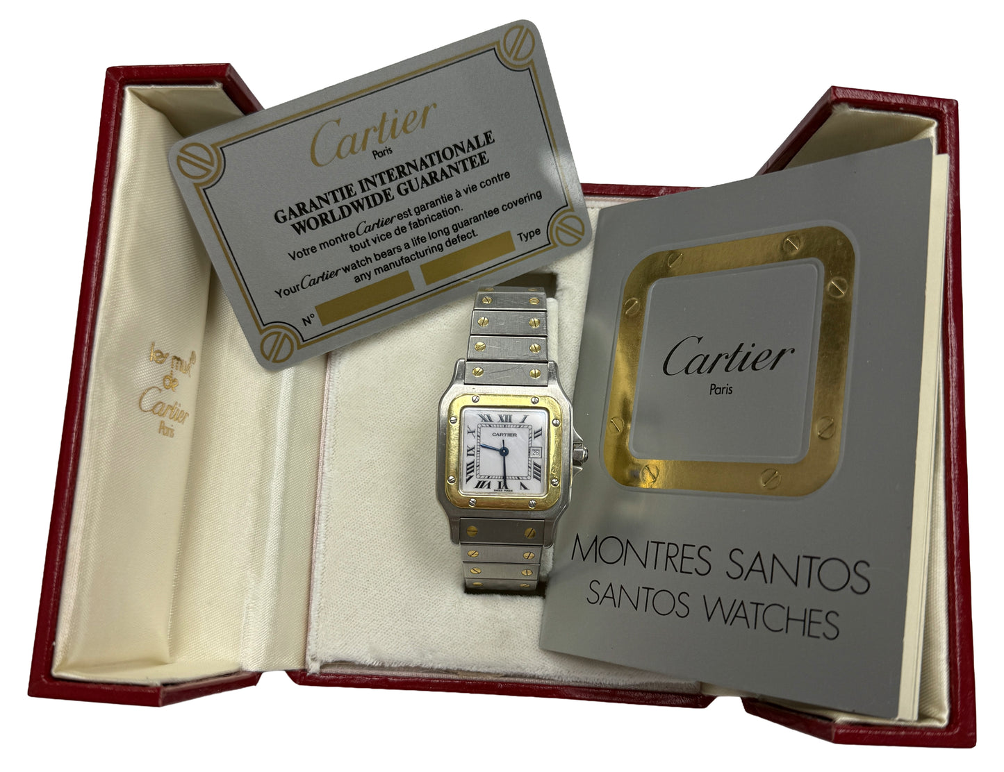 PAPERS Cartier Santos Two-Tone 18k Steel WHITE Roman Automatic 29mm 2961 BOX