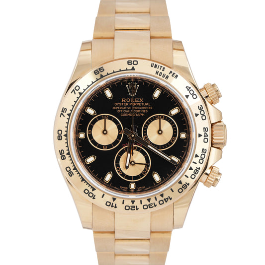 NEW STICKERED Rolex Daytona PAPERS Black 40mm 18K Rose Gold Watch 116505 B+P