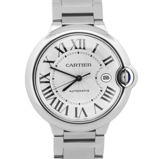 Cartier Ballon Bleu Stainless Steel SILVER Roman 42mm W69102Z4 3001 Watch
