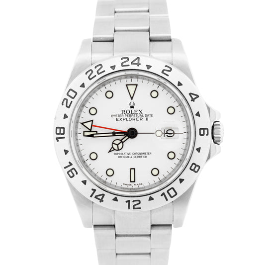 UNPOLISHED Rolex Explorer II 40mm WHITE 3168 Steel No-Holes REHAUT 16570 Watch