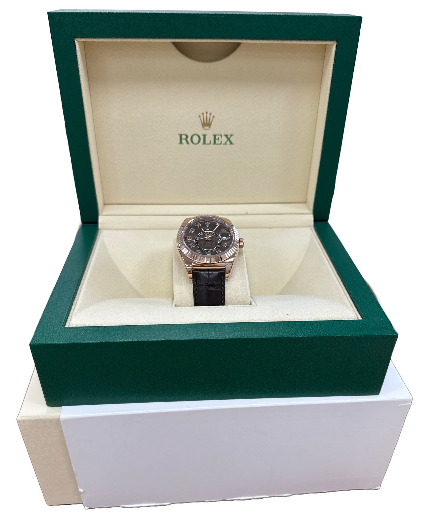 MINT Rolex Sky-Dweller 42mm CHOCOLATE ARABIC Brown 18K Rose Gold 326135 BOX