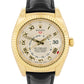 Rolex Sky-Dweller SILVER ROMAN 18K Yellow Gold Fluted 42mm LEATHER 326138 Watch