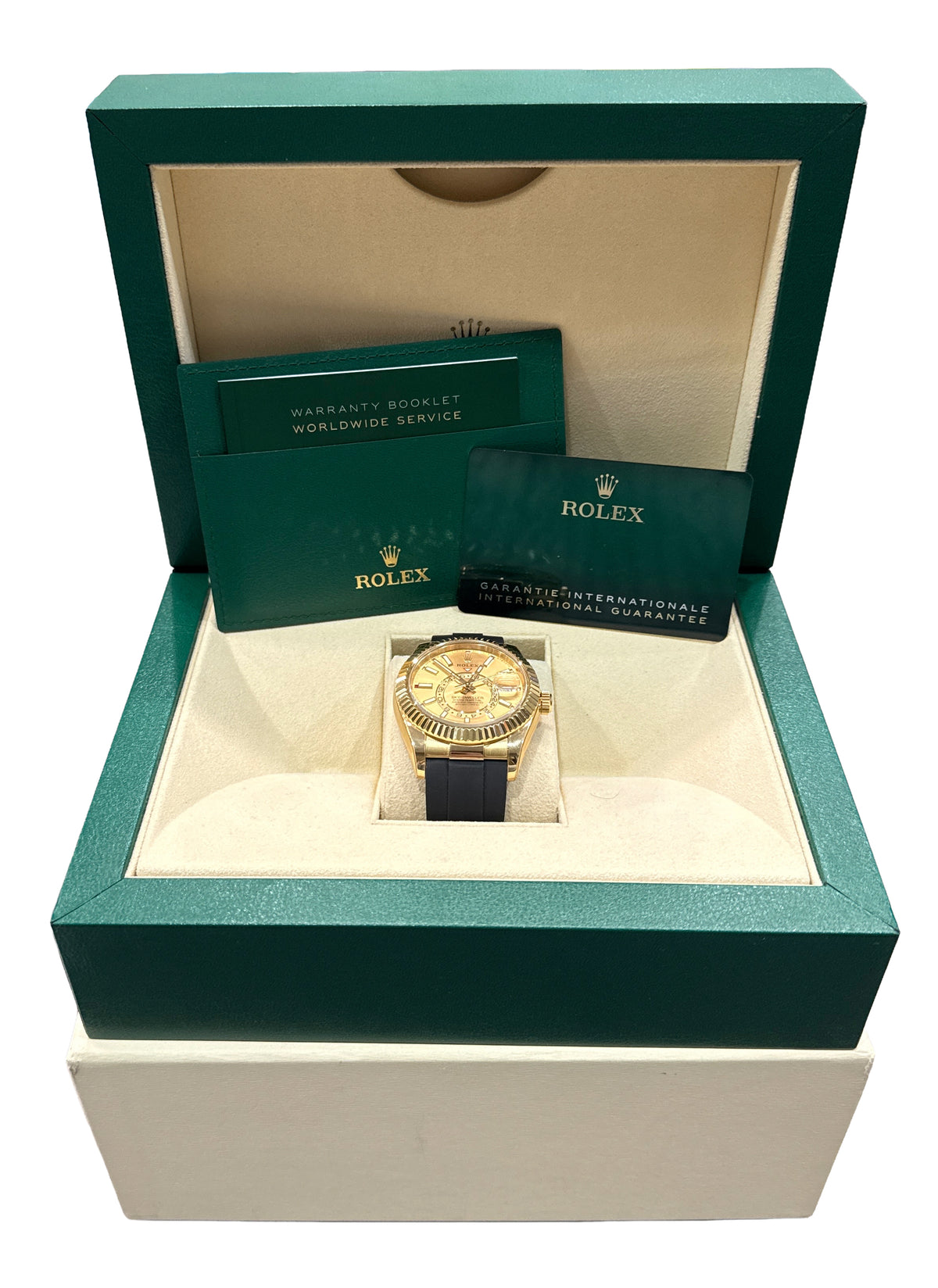 2023 Rolex Sky-Dweller 326238 Champagne 18K Gold Oysterflex 42mm Box Papers