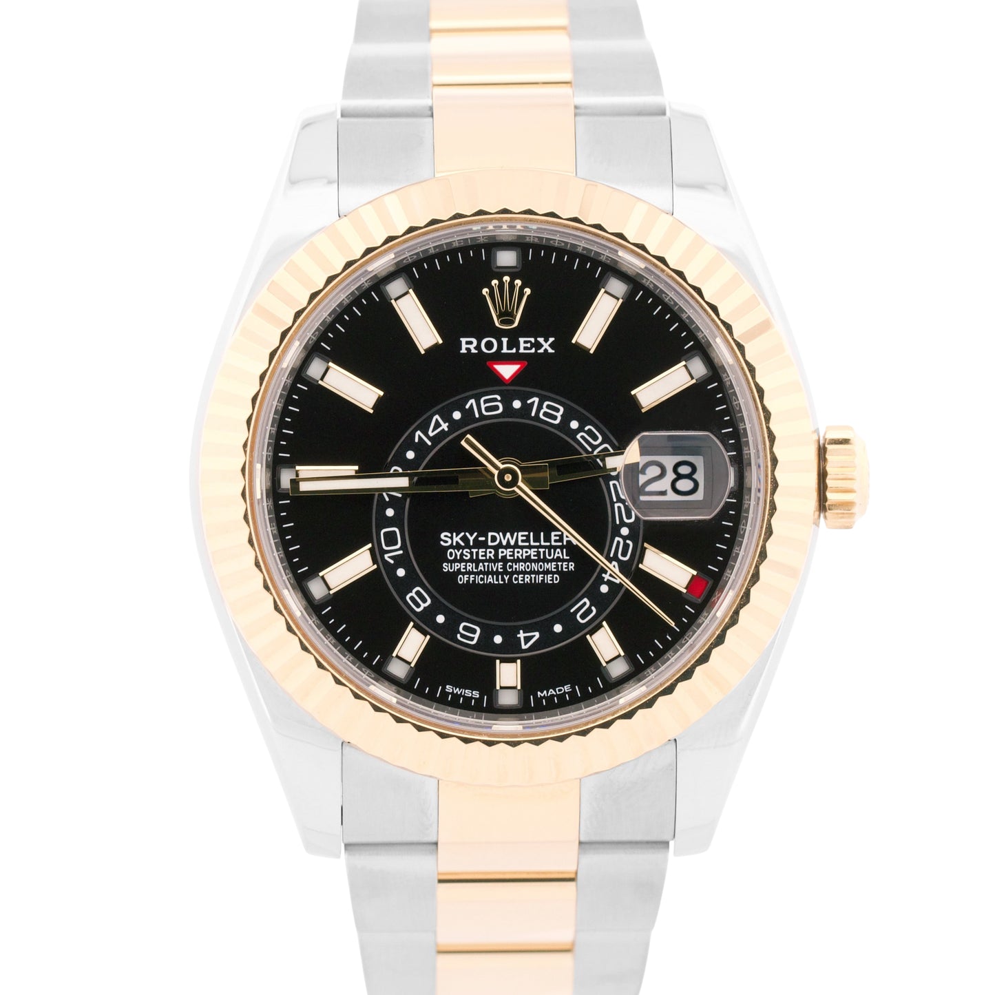 MINT 2022 PAPERS Rolex Sky-Dweller BLACK 18K Yellow Gold 42mm OYSTER 326933 BOX