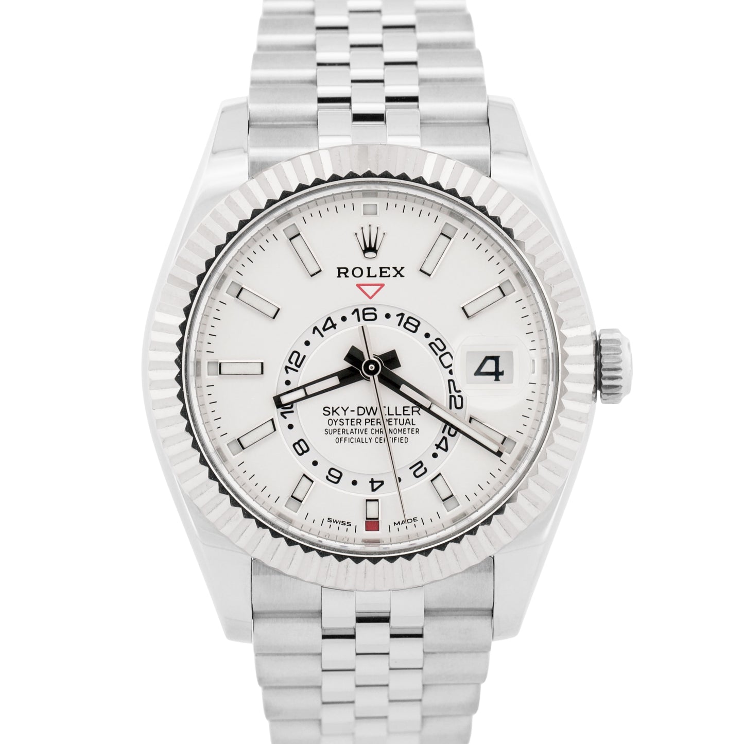 2023 PAPERS Rolex Sky-Dweller WHITE Steel 18K White Gold 42mm JUBILEE 326934 BOX