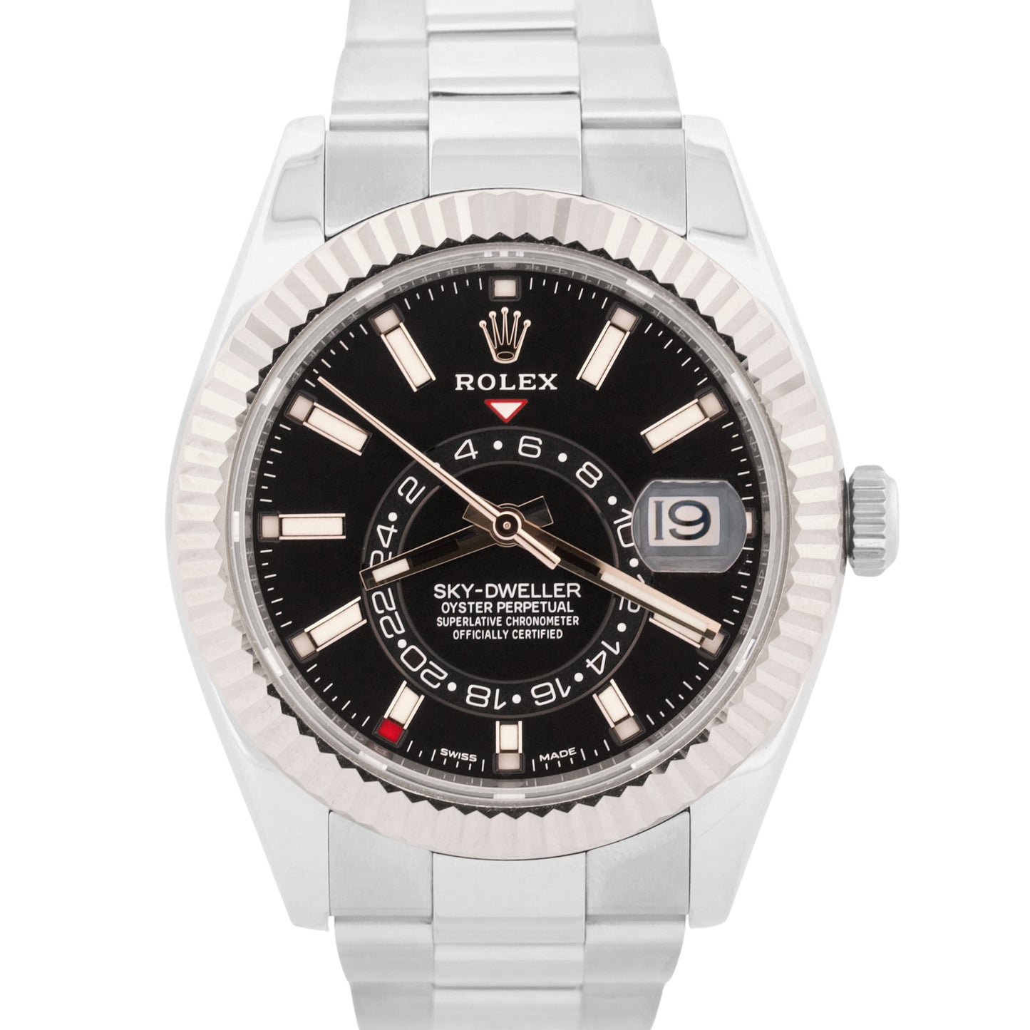 2017 Rolex Sky-Dweller 326934 Black 42mm Stainless Oyster 18K Gold Box Papers