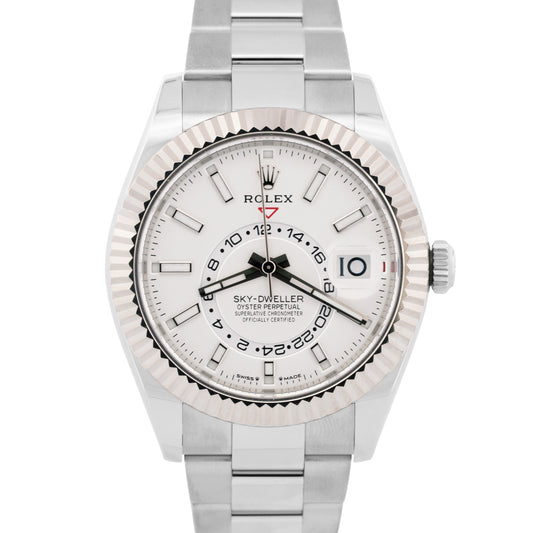2024 PAPERS Rolex Sky-Dweller WHITE 18K Gold Steel 42mm OYSTER 326934 White BOX