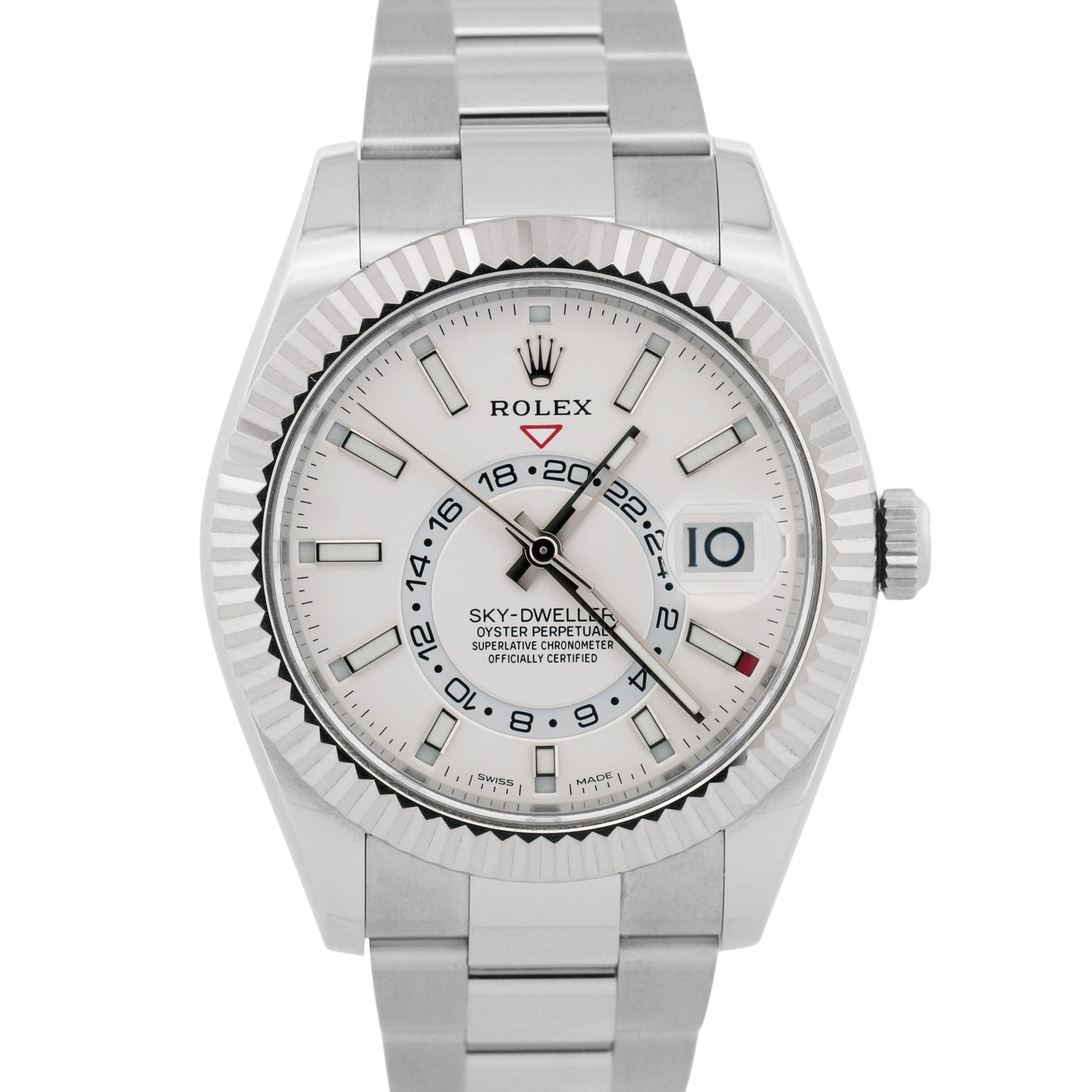 PAPERS Rolex Sky-Dweller WHITE 18K Gold Stainless 42mm OYSTER 326934 Watch BOX