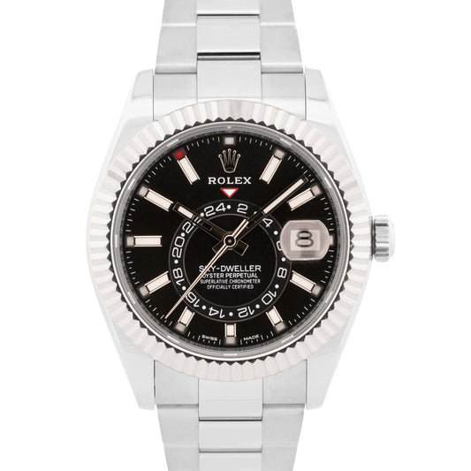2018 PAPERS Rolex Sky-Dweller BLACK 42mm Stainless OYSTER 18K Gold 326934 BOX