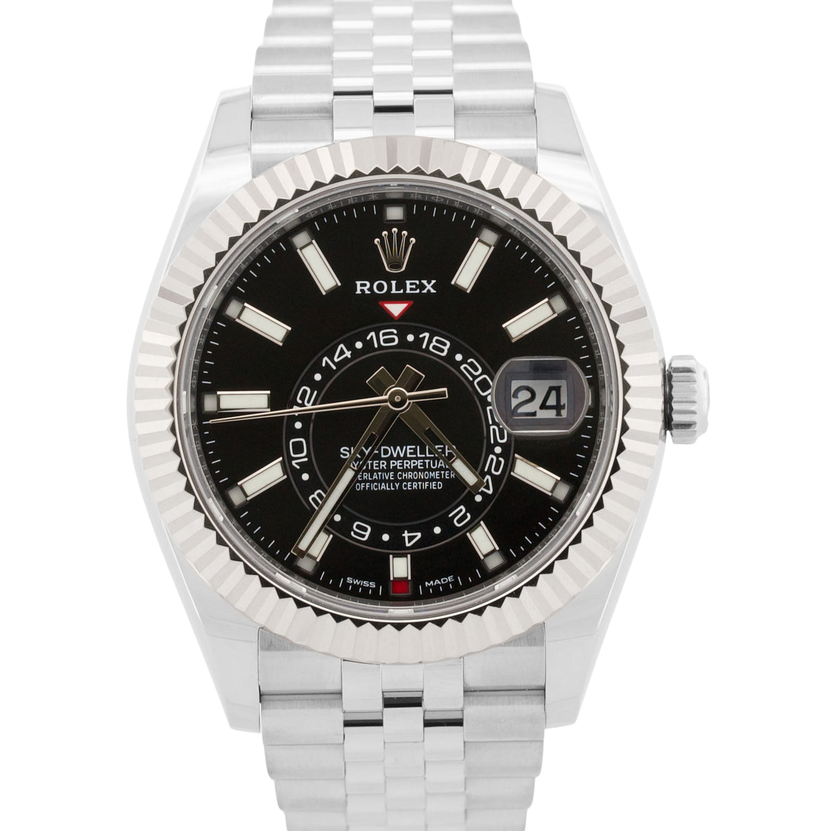 2022 Rolex Sky-Dweller 326934 Black Steel 18K White Gold 42mm Jubilee Box Papers