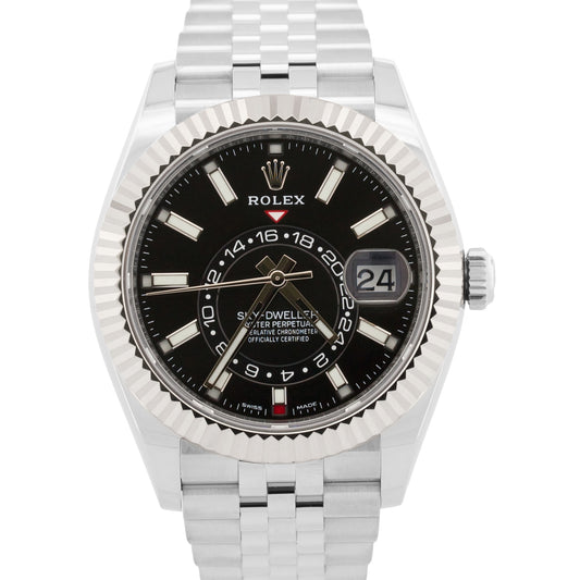 2022 Rolex Sky-Dweller 326934 Black Steel 18K White Gold 42mm Jubilee Box Papers