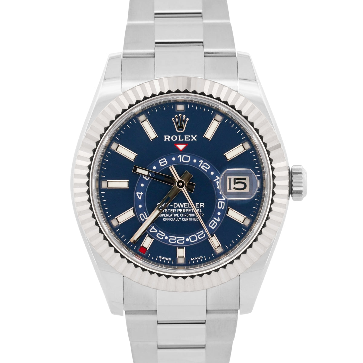NOS 2023 Rolex Sky-Dweller 326934 Blue Steel Fluted 42mm Watch Box Papers