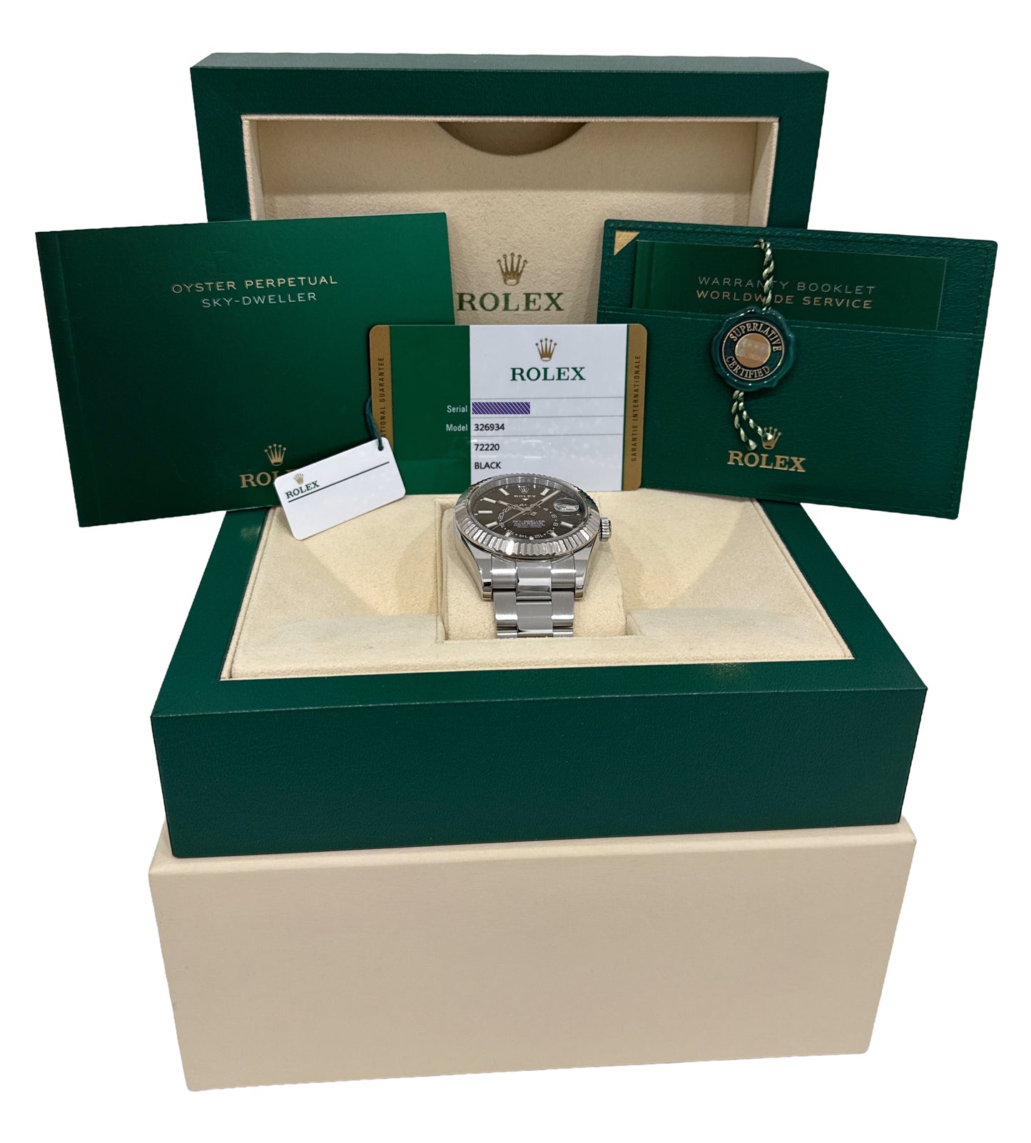 2018 PAPERS Rolex Sky-Dweller BLACK 42mm Stainless OYSTER 18K Gold 326934 BOX