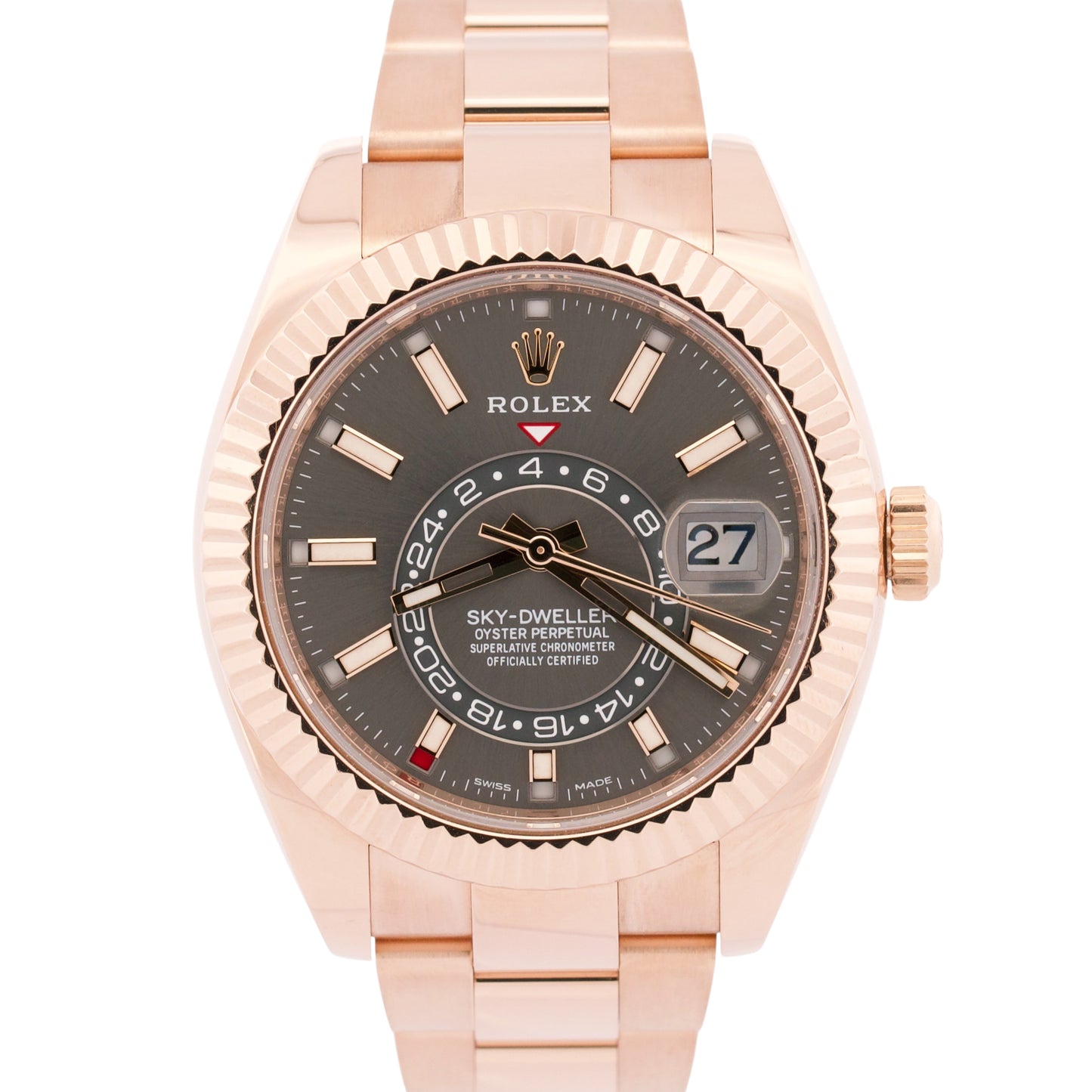 2023 Rolex Sky-Dweller 18K Rose Gold Slate Rhodium Oyster 42mm 326935 Box Papers