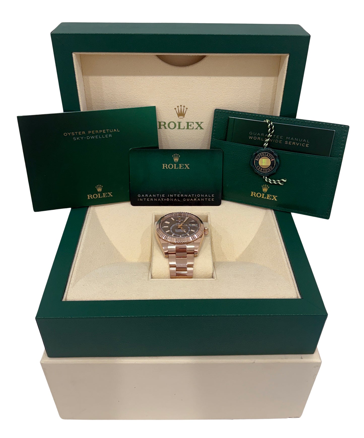 2023 Rolex Sky-Dweller 18K Rose Gold Slate Rhodium Oyster 42mm 326935 Box Papers