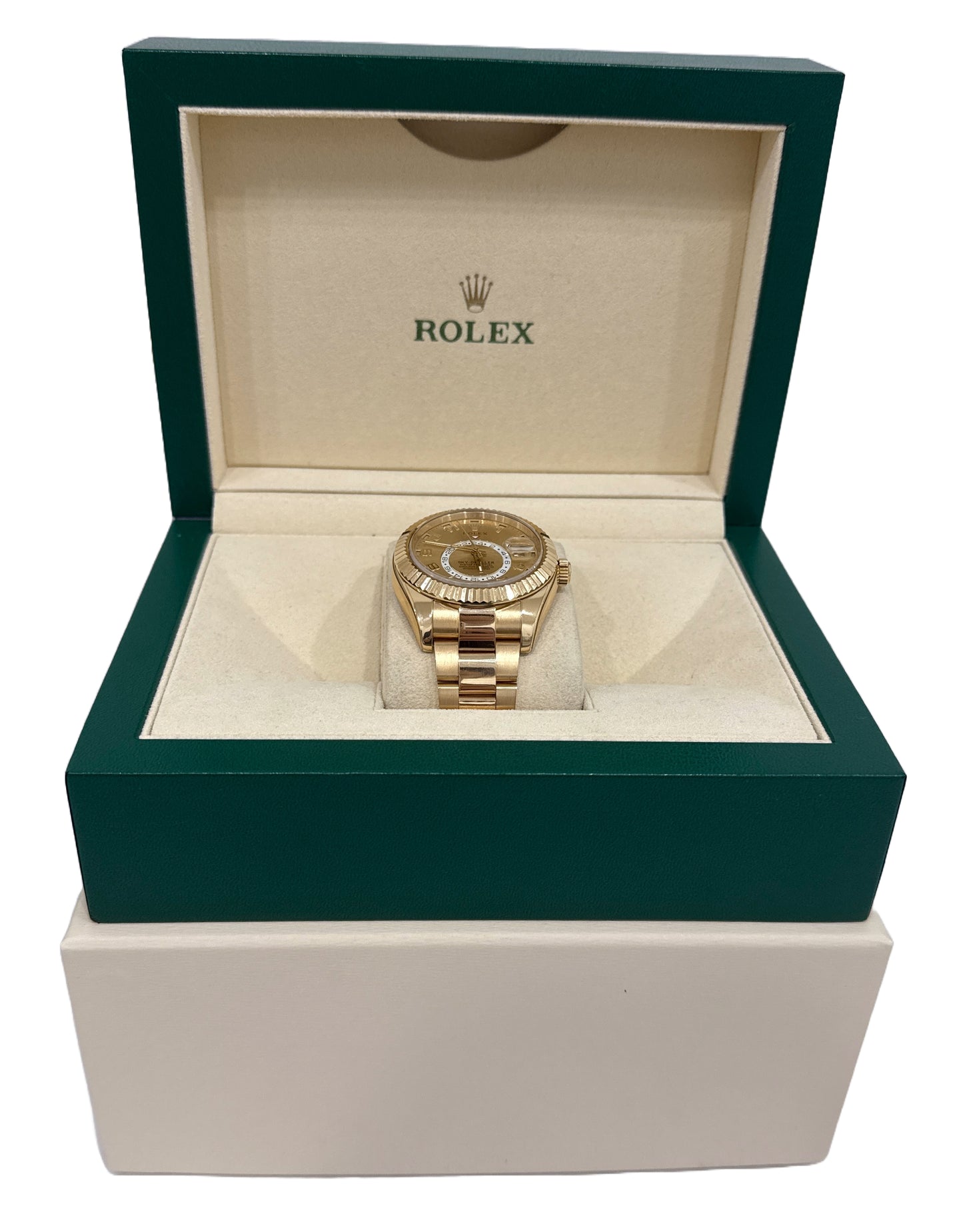 MINT Rolex Sky-Dweller CHAMPAGNE ARABIC 18K Yellow Gold 42mm 326938 Watch BOX