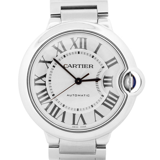 Ladies Cartier Ballon Bleu SILVER GUILLOCHE Stainless 36mm 3284 W6920046 Watch