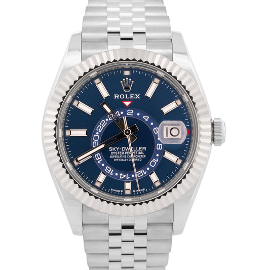 2024 PAPERS Rolex Sky-Dweller BLUE 42mm Steel 18K Gold JUBILEE Watch 336934 BOX
