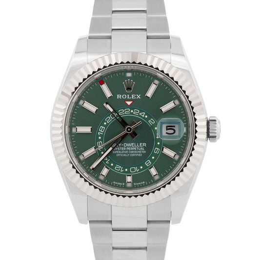 New 2024 Rolex Sky-Dweller 336934 Mint Green 42mm Oyster 18K Steel Box Papers