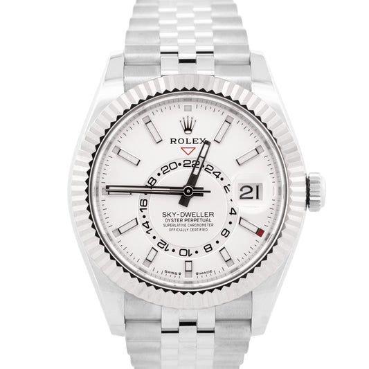 MINT 2025 PAPERS Rolex Sky-Dweller WHITE 42mm JUILEE 18K Stainless 336934 BOX