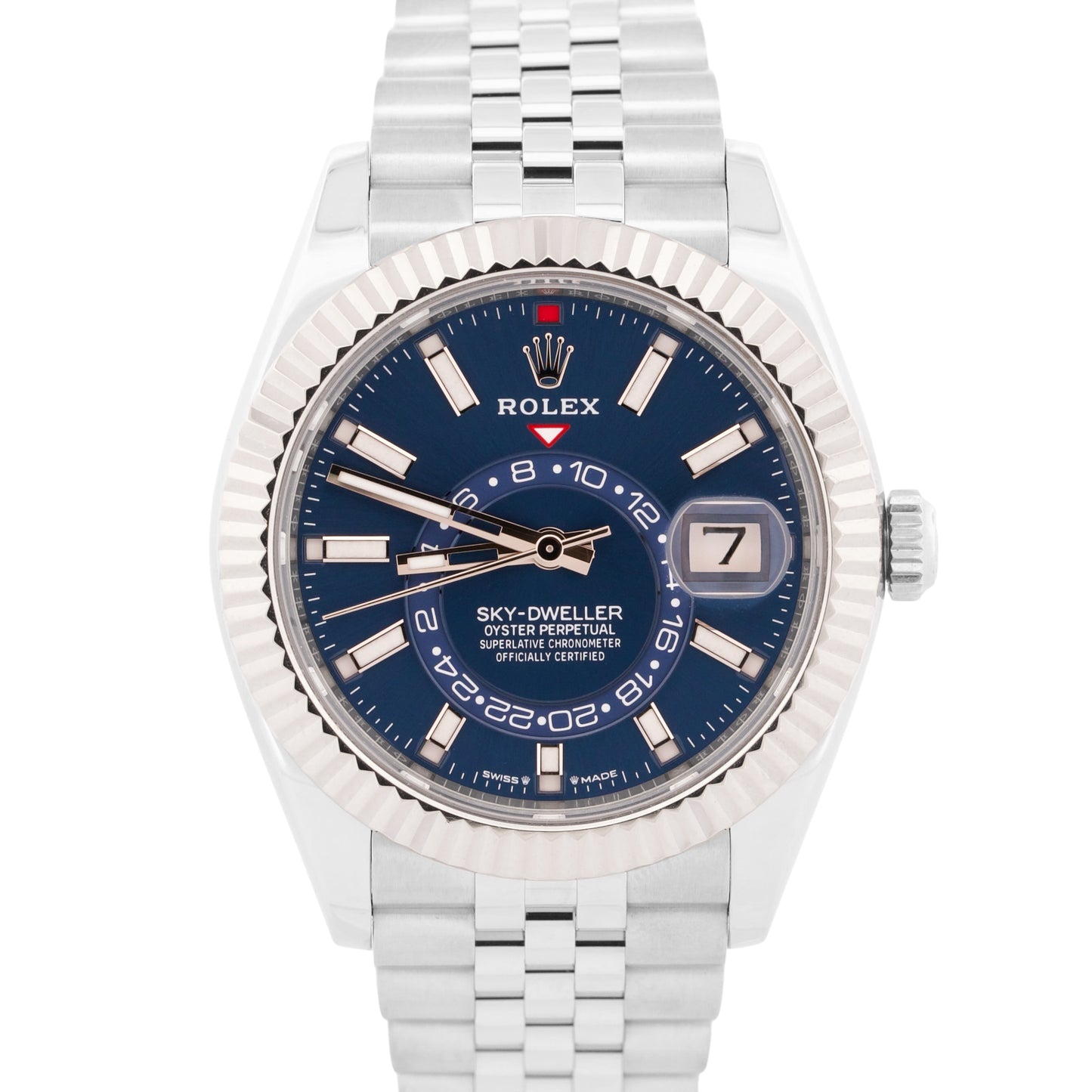 2023 PAPERS Rolex Sky-Dweller BLUE 42mm Steel 18K Gold JUBILEE Watch 336934 BOX