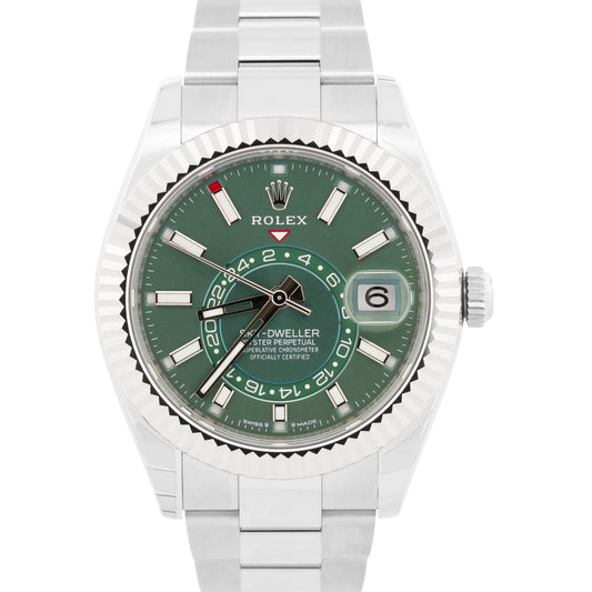 UNWORN NOV 2025 PAPERS Rolex Sky-Dweller GREEN Oyster 18K 42mm 336934 Watch BOX