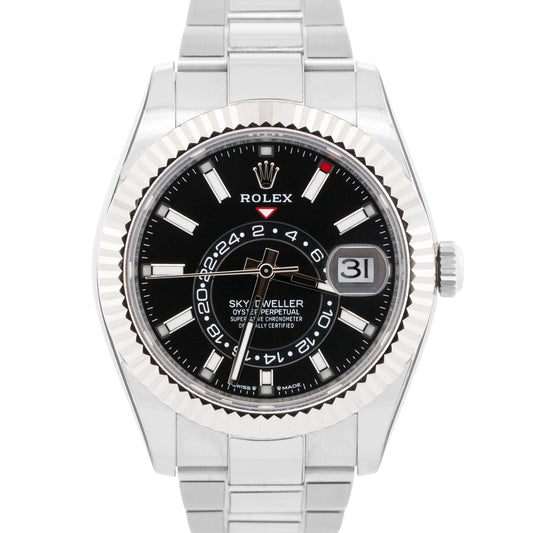 2024 PAPERS Rolex Sky-Dweller BLACK 42mm Steel 18K Gold OYSTER Watch 336934 BOX