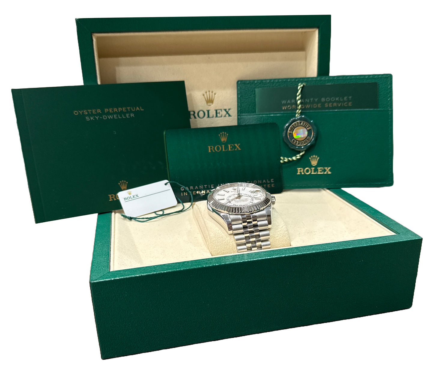 MINT 2025 PAPERS Rolex Sky-Dweller WHITE 42mm JUILEE 18K Stainless 336934 BOX