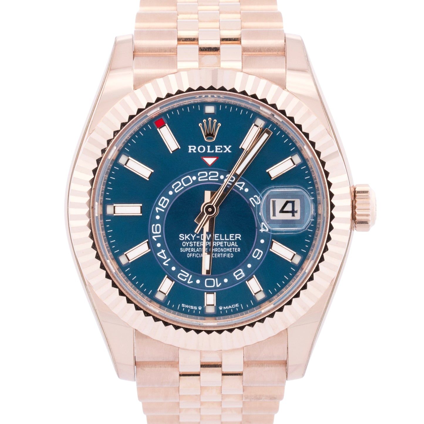 2024 PAPERS Rolex Sky-Dweller BLUE 18K Rose Gold JUBILEE 42mm 336935 Watch BOX