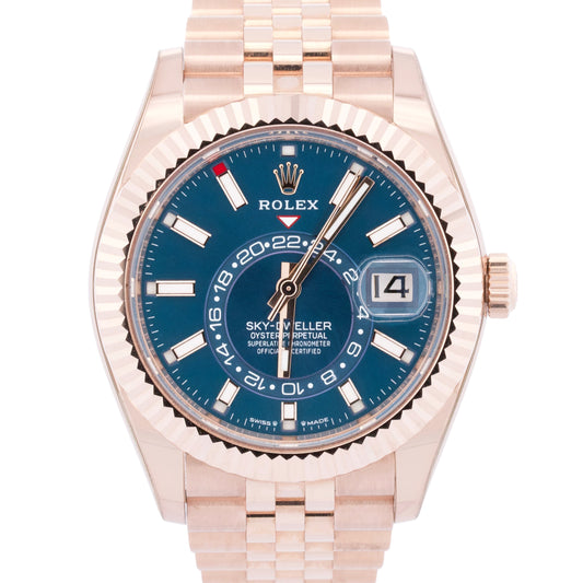 2024 PAPERS Rolex Sky-Dweller BLUE 18K Rose Gold JUBILEE 42mm 336935 Watch BOX